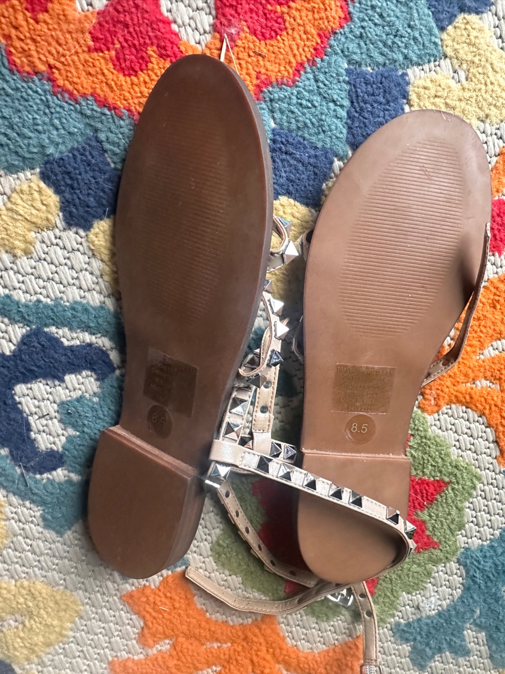 Steve Madden Travel Nude Studded Gladiator Sandals Size 8.5 - Picture 3 of 3
